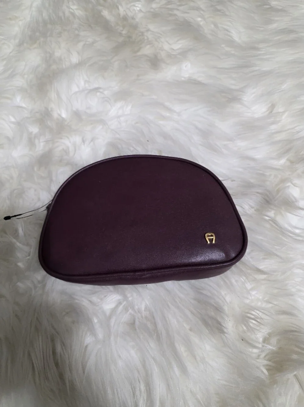 Etienne Aigner Plum Cosmetic Bag with Gold Logo